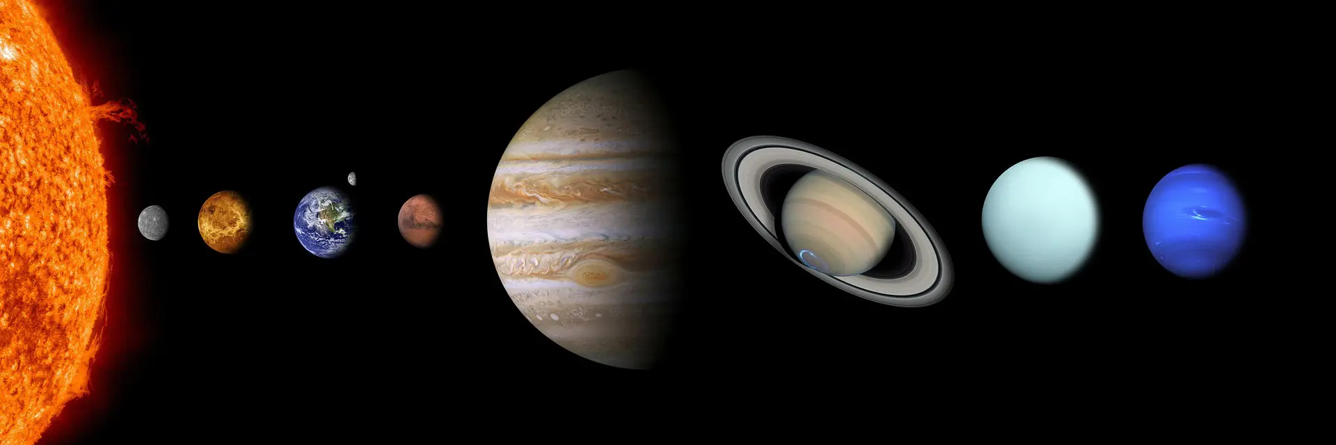 A picture of jupiter and saturn taken by the hubble space telescope.